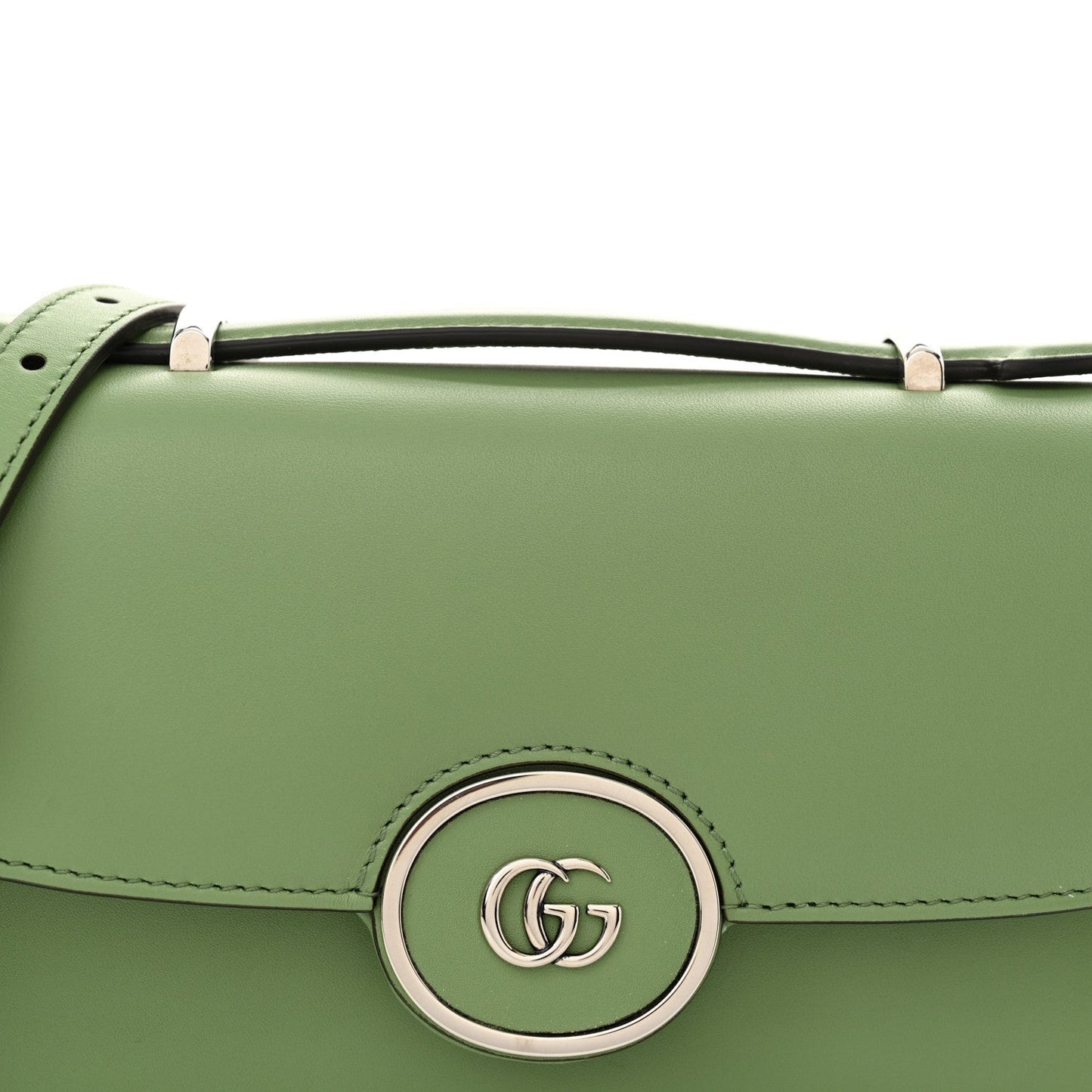 Senna Calfskin Petite GG Top Handle Shoulder Bag Green Soil Grass