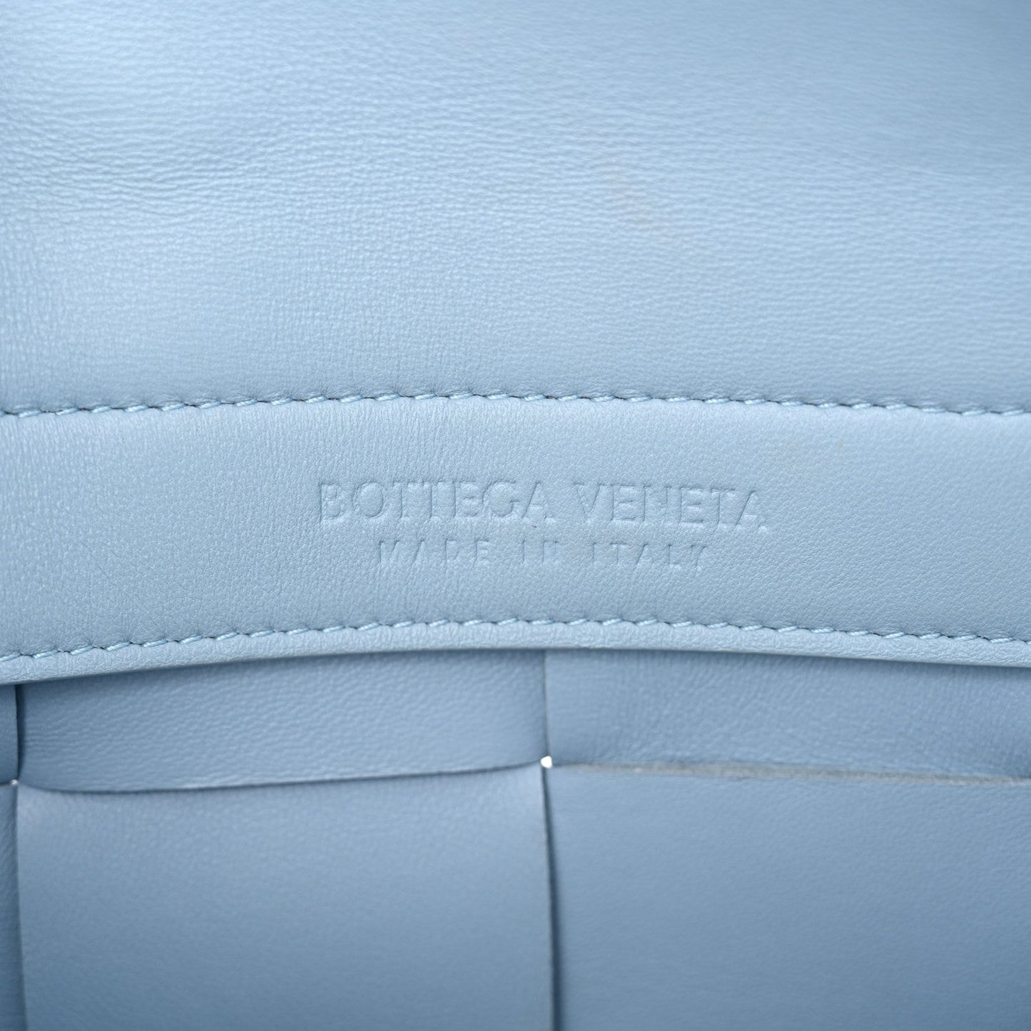 Nappa Maxi Intreccio Mini Arco East West Tote Ice Blue