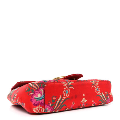 Jacquard Matelasse Floral Medium GG Marmont Shoulder Bag Red