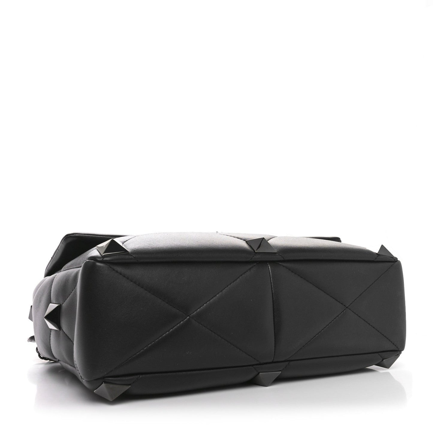 Nappa Monochrome Large Roman Stud Shoulder Bag Black