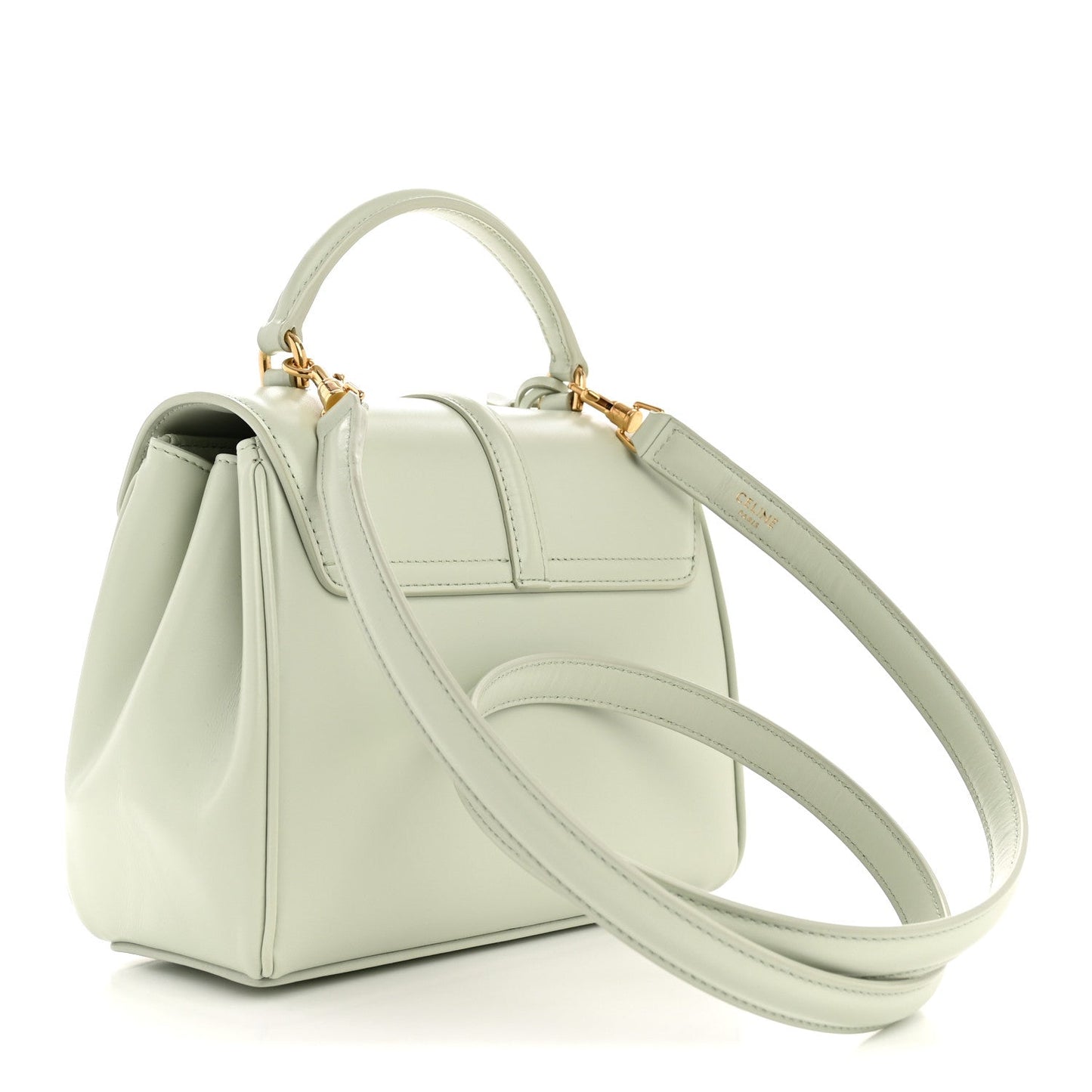 Satinated Calfskin Mini 16 Top Handle Bag Jade