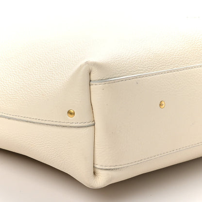 Grained Calfskin Small Marcie Hobo Bag Sweet Beige