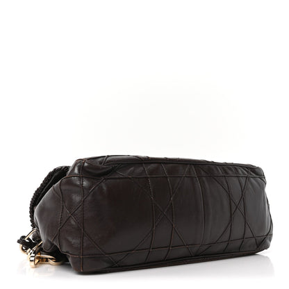 Lambskin Cannage Ruffle New Lock Flap Dark Brown