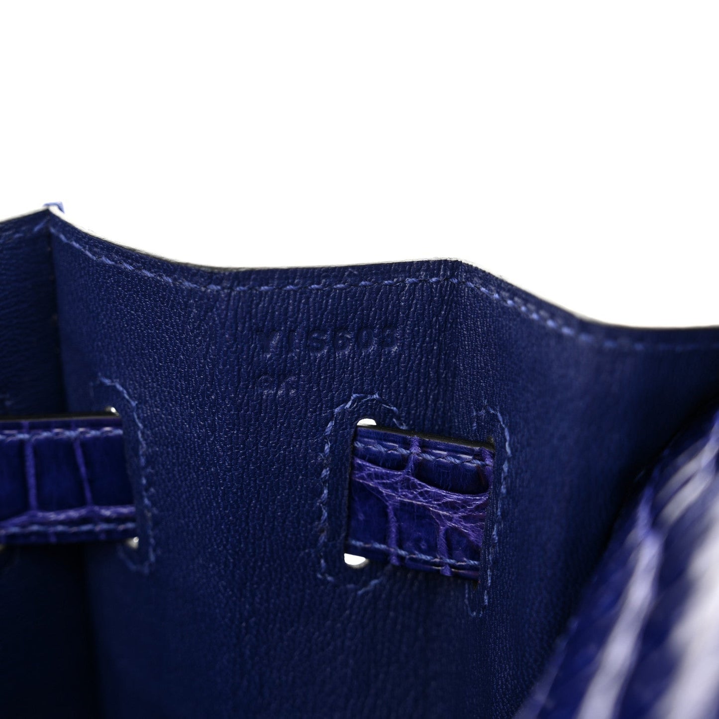 Shiny Porosus Crocodile Kelly Sellier 32 Bleu Electrique