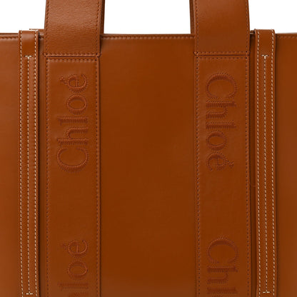 Calfskin Medium Woody Tote Caramel