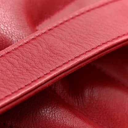 Lambskin Chevron Quilted Shoulder Bag Red