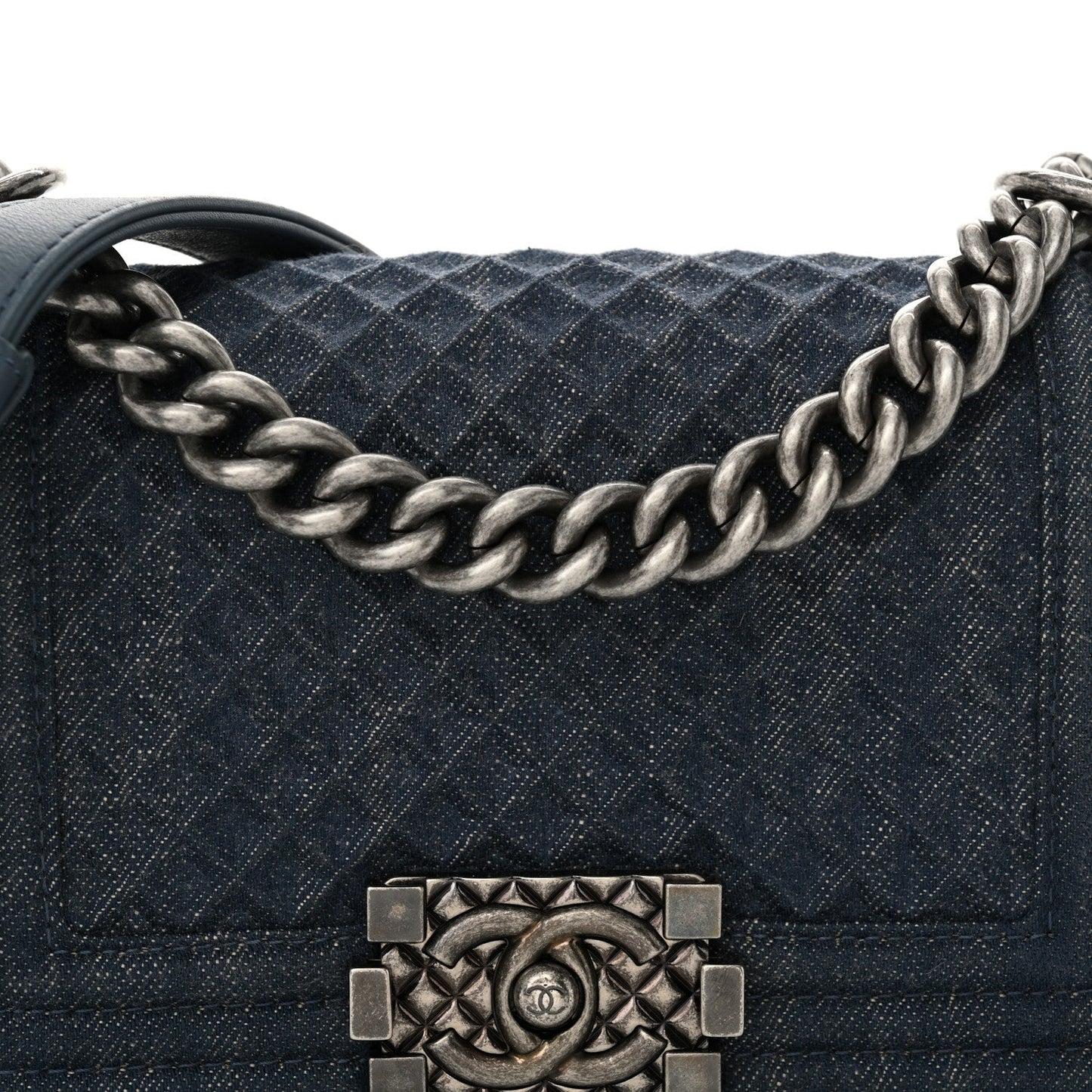 Denim Embossed Small Boy Flap Blue