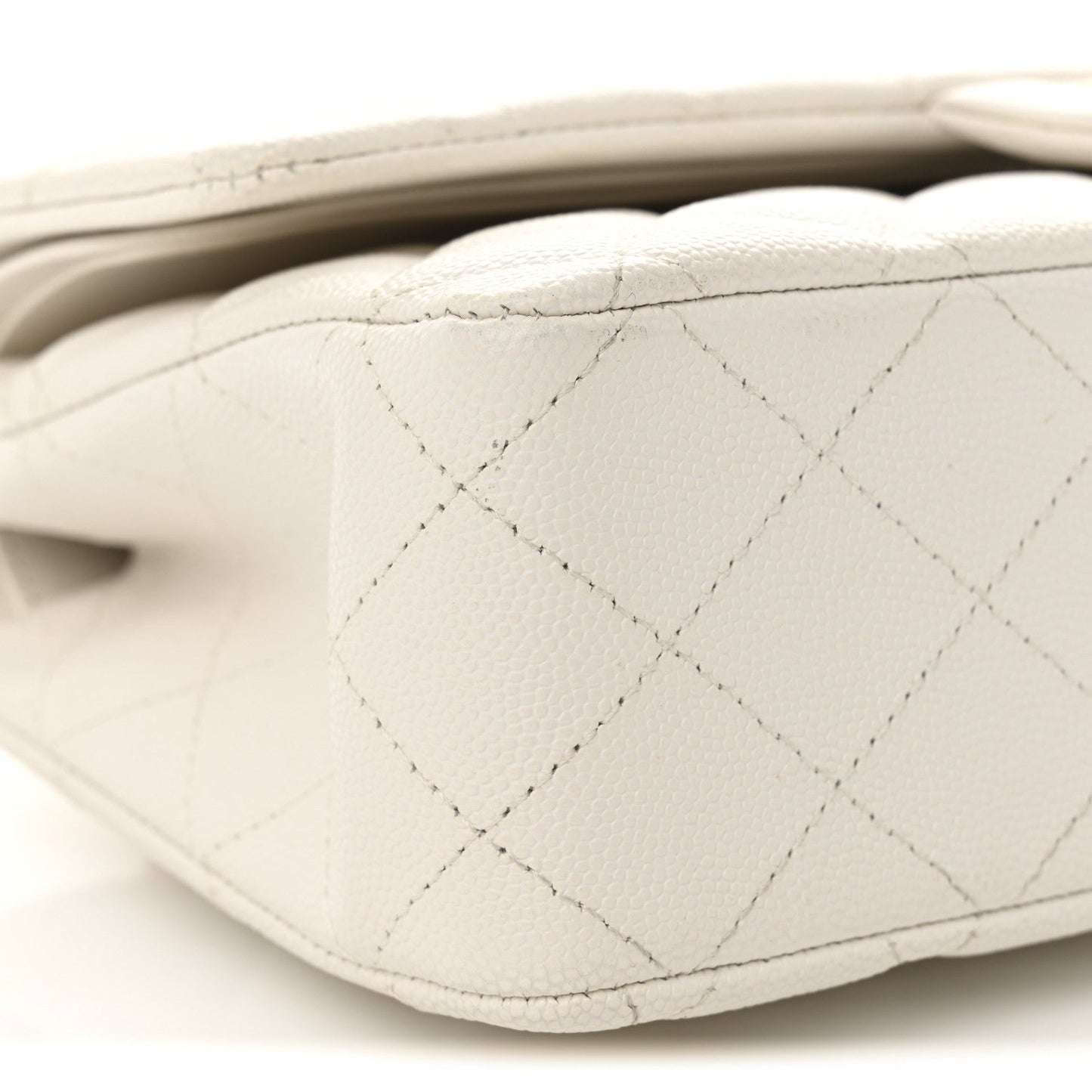 Caviar Quilted Medium Double Flap White