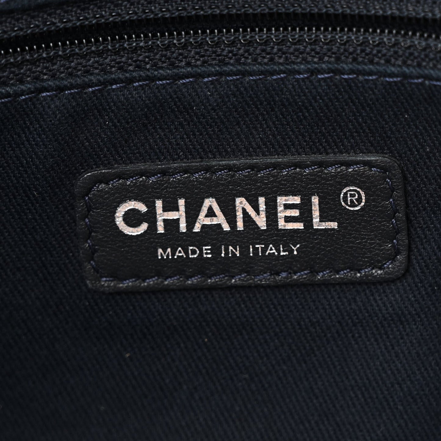 Denim Small Deauville Tote Dark Blue White