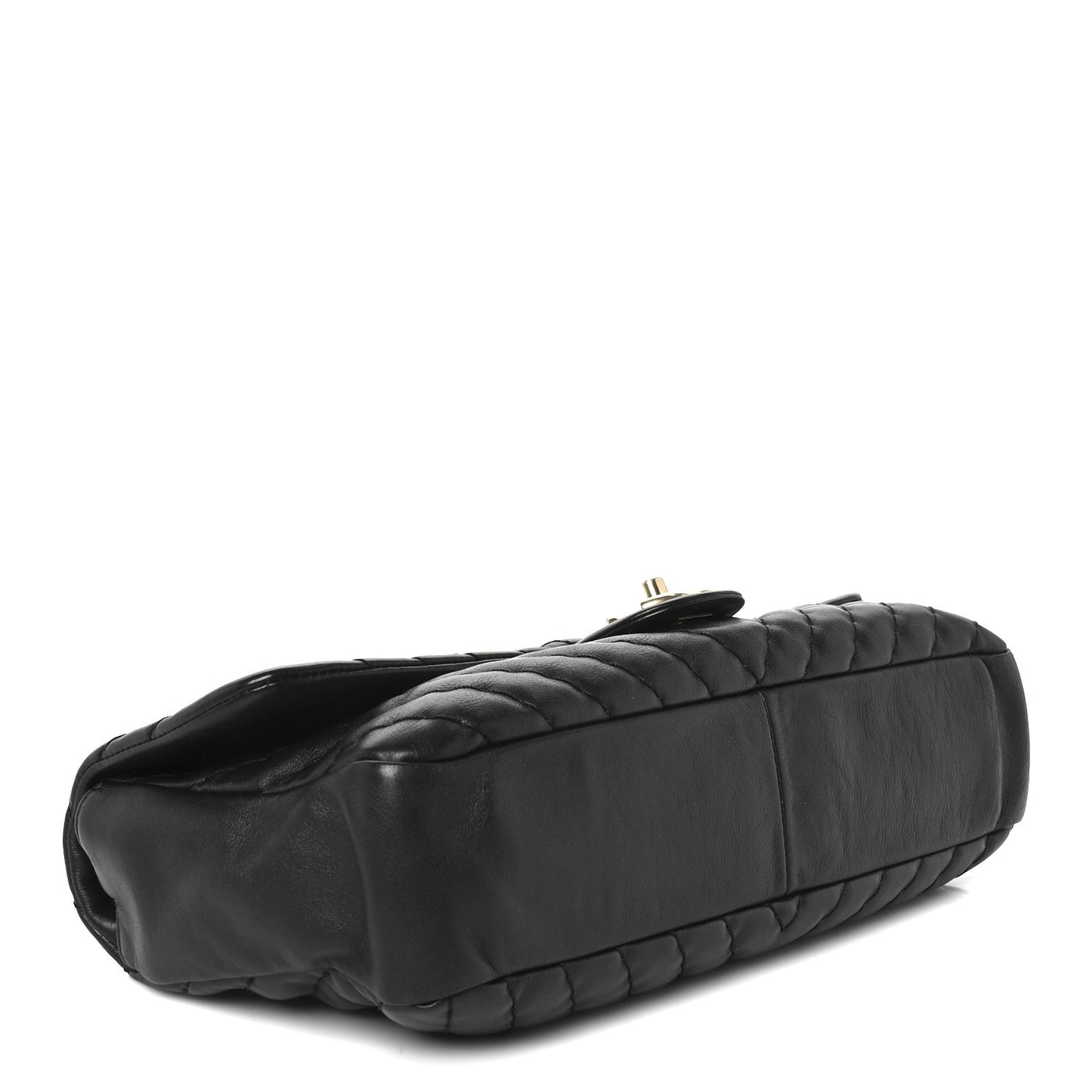 Calfskin Surpique Chevron Large Flap Black