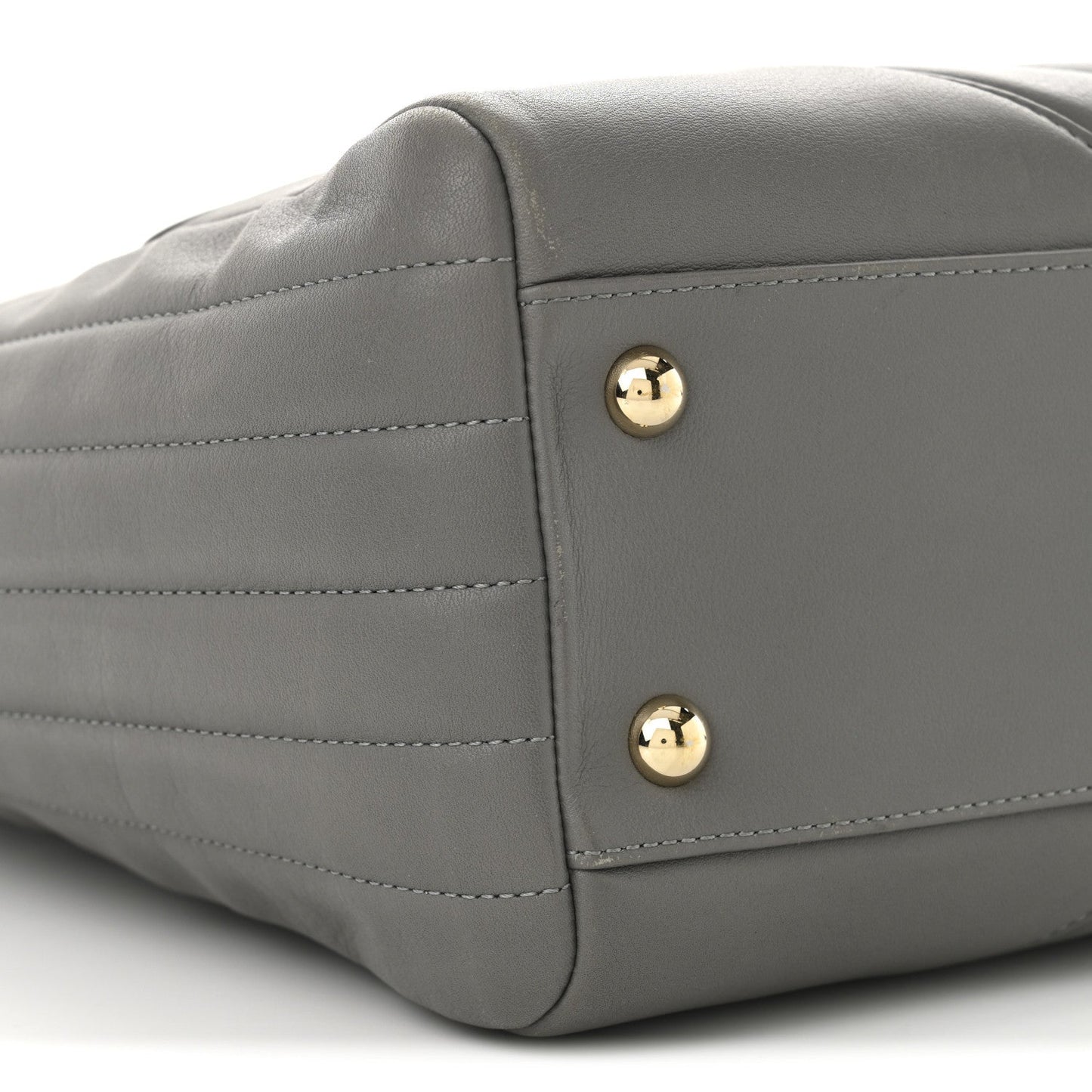Calfskin Chevron Quilted Statement Shopping Tote Grey