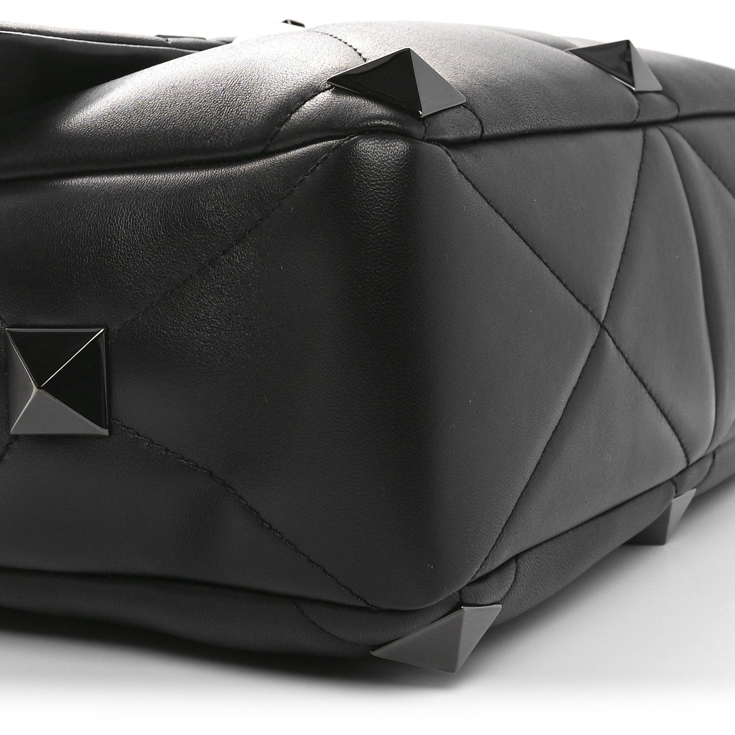 Nappa Monochrome Large Roman Stud Shoulder Bag Black