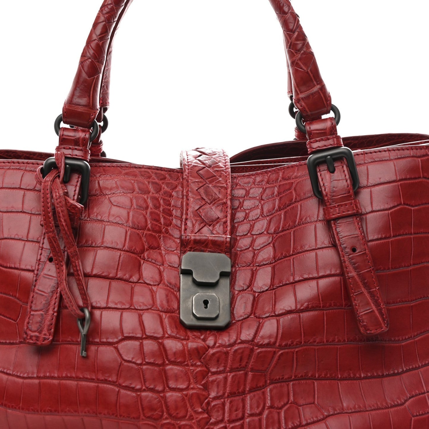 Soft Crocodile Fume Medium Roma Tote Blood