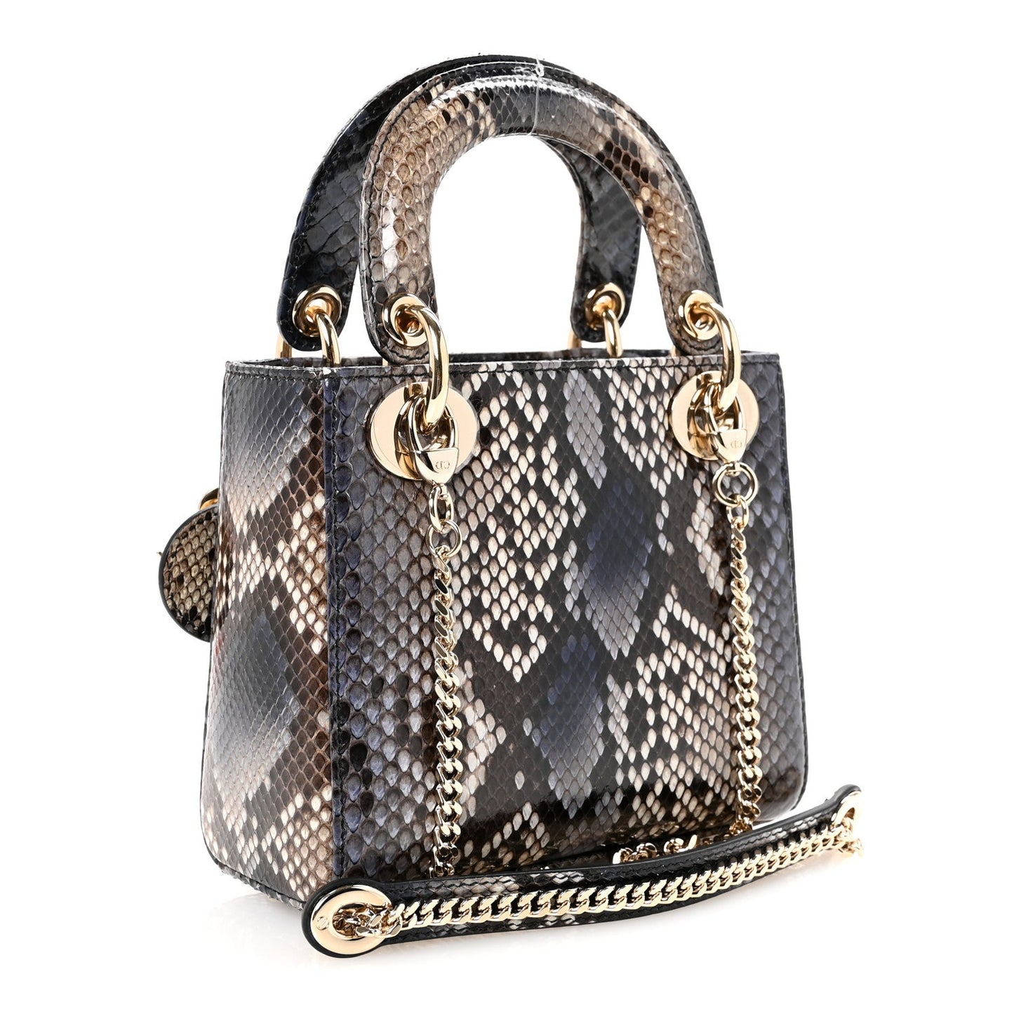 Snakeskin Mini Lady Dior Bleu Multicolor