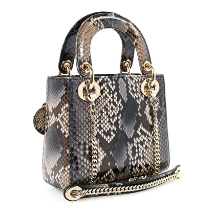 Snakeskin Mini Lady Dior Bleu Multicolor