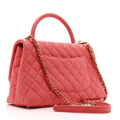 Caviar Quilted Small Coco Handle Flap Pink