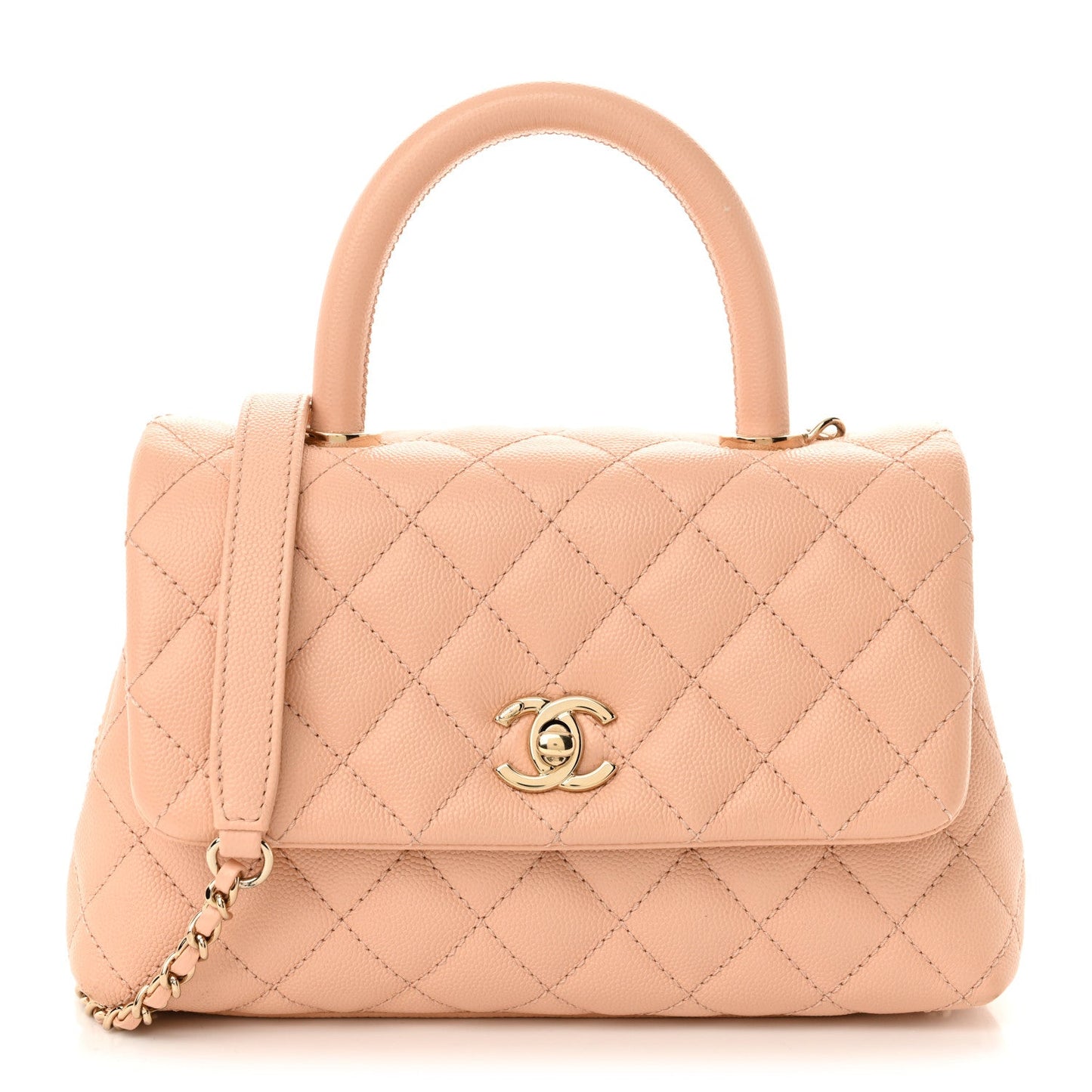 Caviar Quilted Mini Coco Handle Flap Light Pink