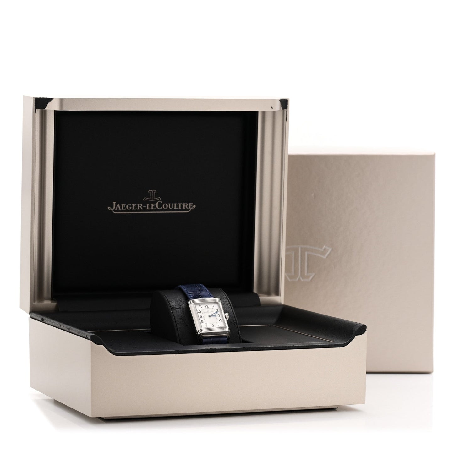 Stainless Steel Alligator Diamond 24mm Reverso Classic Duetto Manual Winding Watch Silver Q2588422