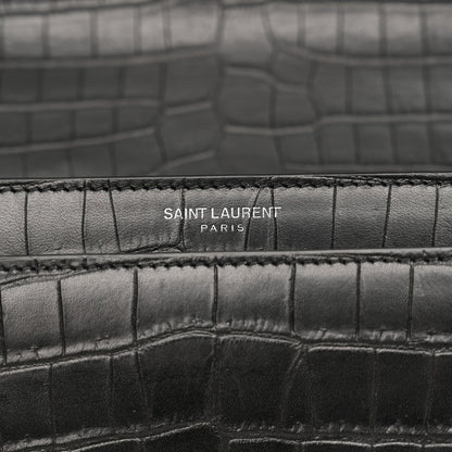 Calfskin Crocodile Embossed Medium Monogram Sunset Black