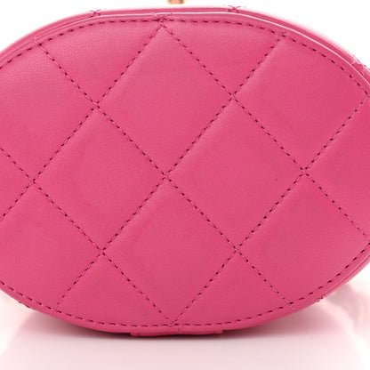 Lambskin Resin Elegant Chain Vanity Case Dark Pink