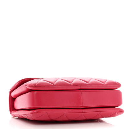 Lambskin Quilted Small Trendy CC Flap Dual Handle Bag Dark Pink