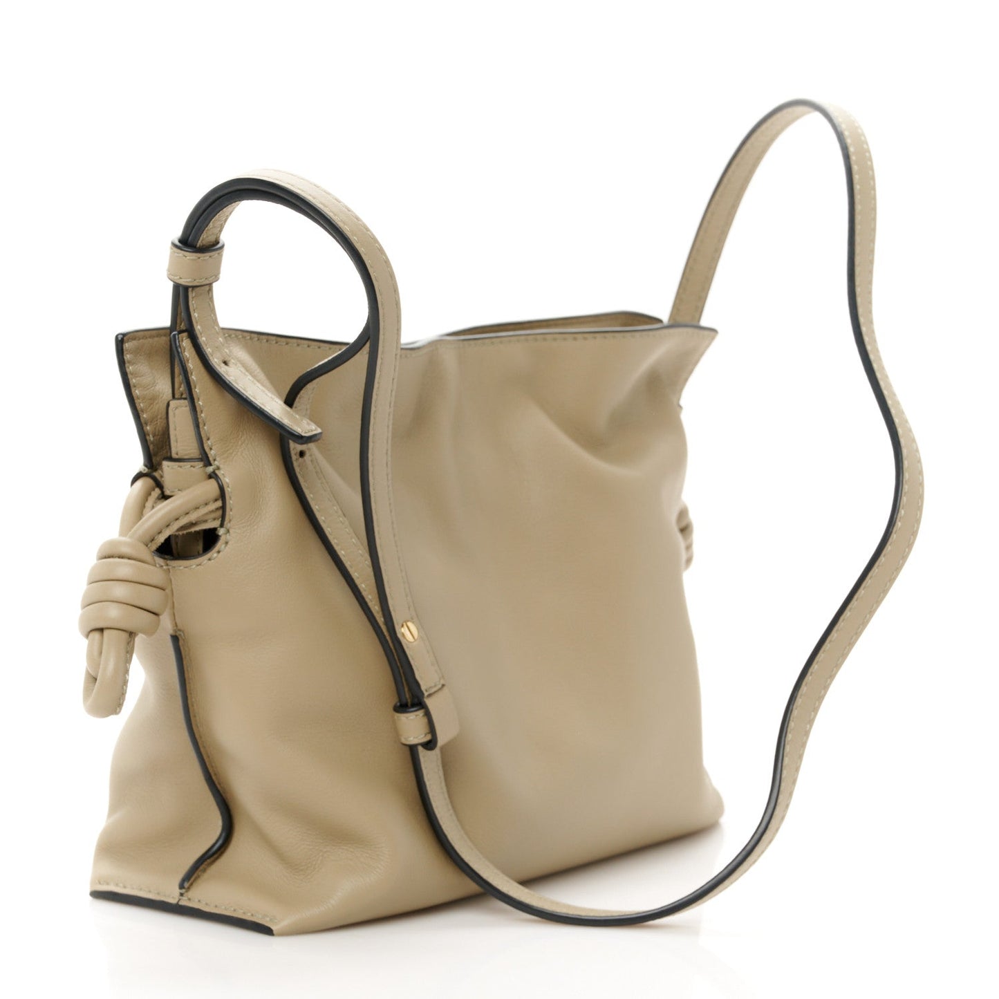 Calfskin Mini Flamenco Knot Clutch Clay Green