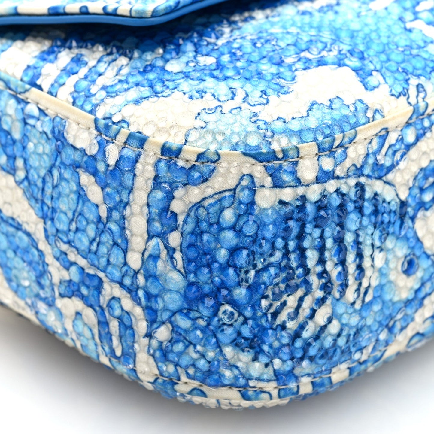 Satin Crystal Barocco Underwater Medusa Mini Bag White Blue