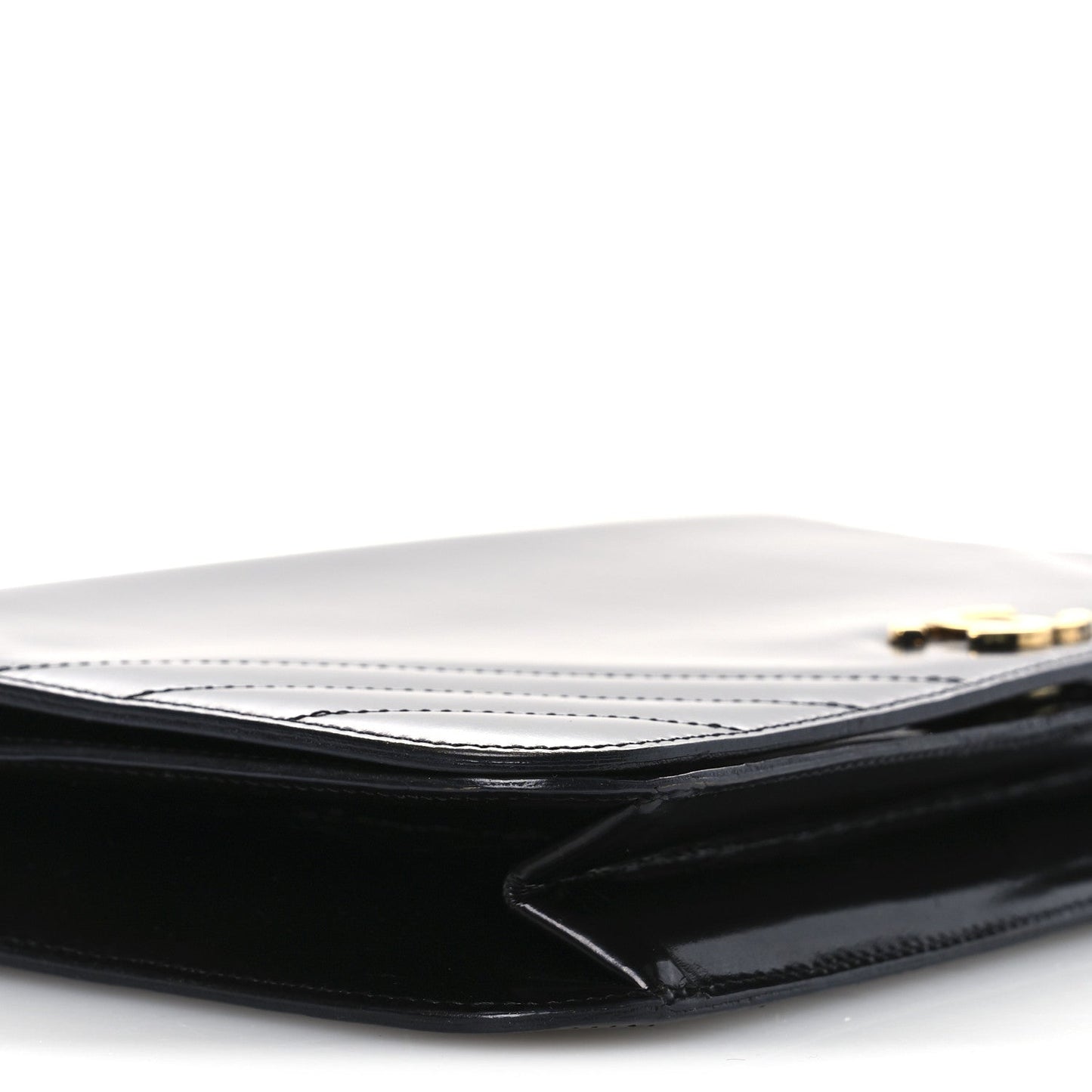 Lambskin Chevron Quilted Small Single Flap Black