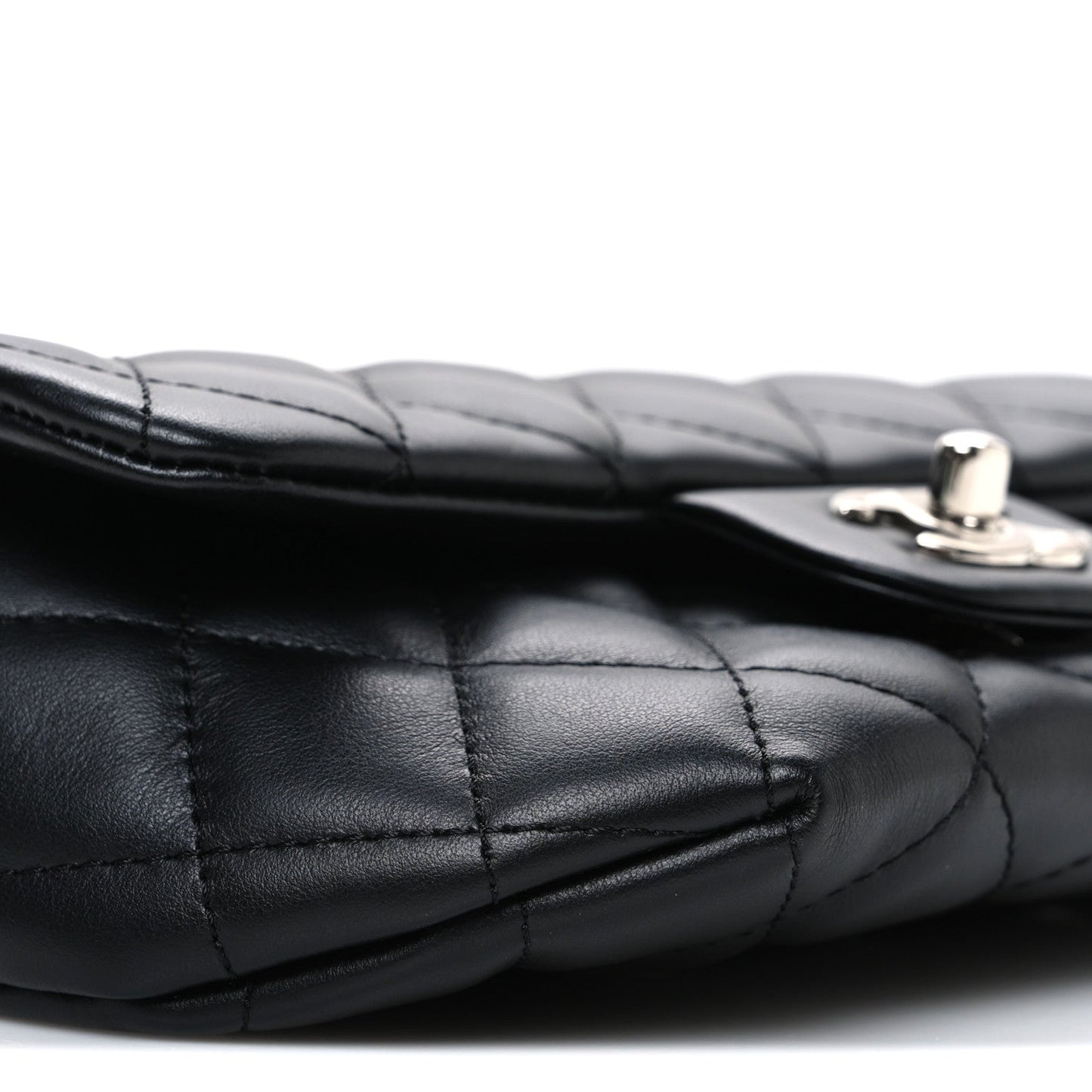 Calfskin Quilted CC Uniform Flap Belt Bag Black