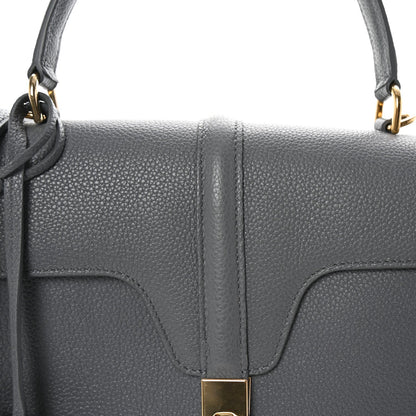 Grained Calfskin Medium 16 Top Handle Bag Grey