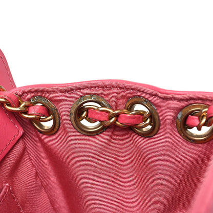 Calfskin Quilted Small CC Chain Accordion Tote Pink