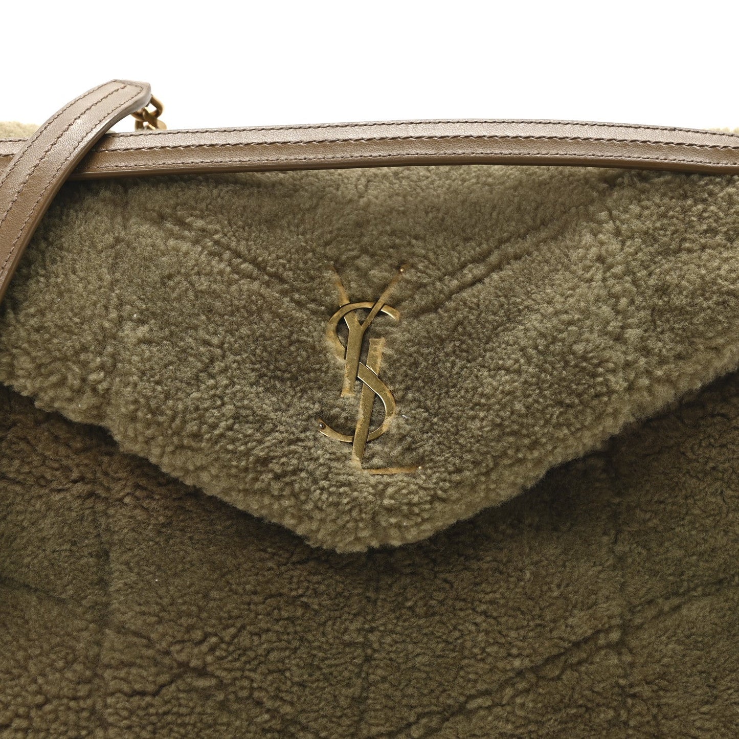 Shearling Quilted Small Loulou Monogram Chain Satchel Cinnamon