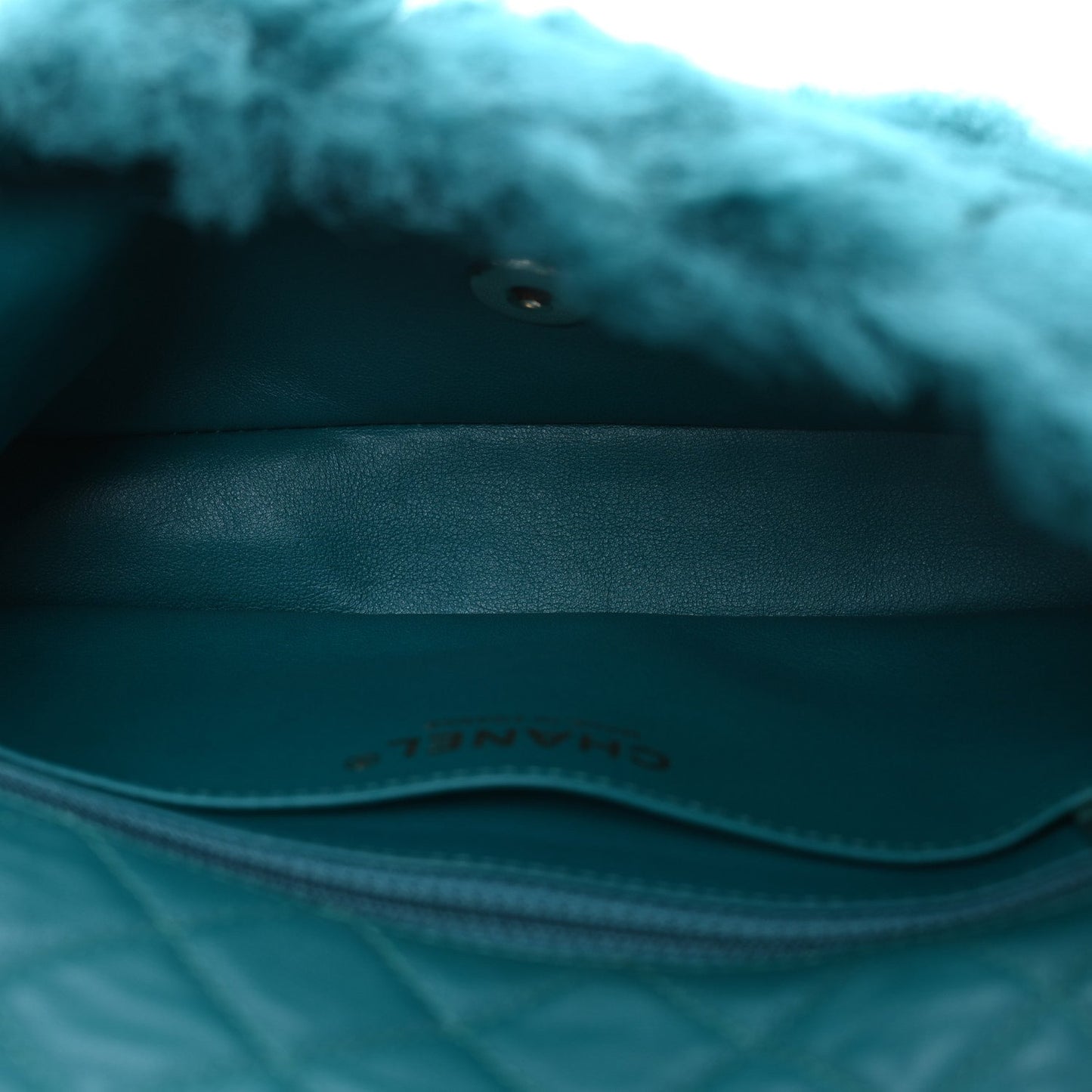 Shearling Lambskin Quilted Flap Green