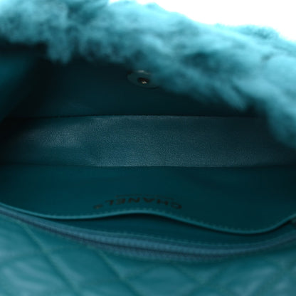 Shearling Lambskin Quilted Flap Green