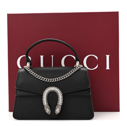 Dollar Calfskin Crystal Mini Dionysus Top Handle Bag Black Crystal