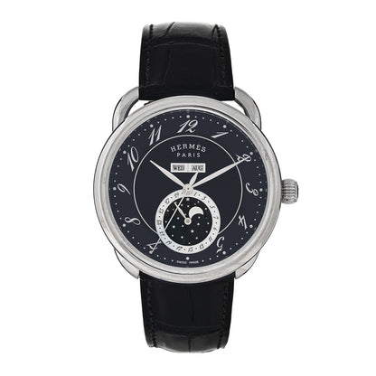 Stainless Steel Alligator 43mm Arceau Grande Lune Automatic Watch Bleu Abysse