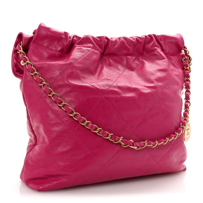 Shiny Calfskin Quilted Small Chanel 22 Fuchsia