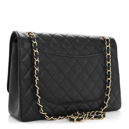 Caviar Quilted Maxi Double Flap Black