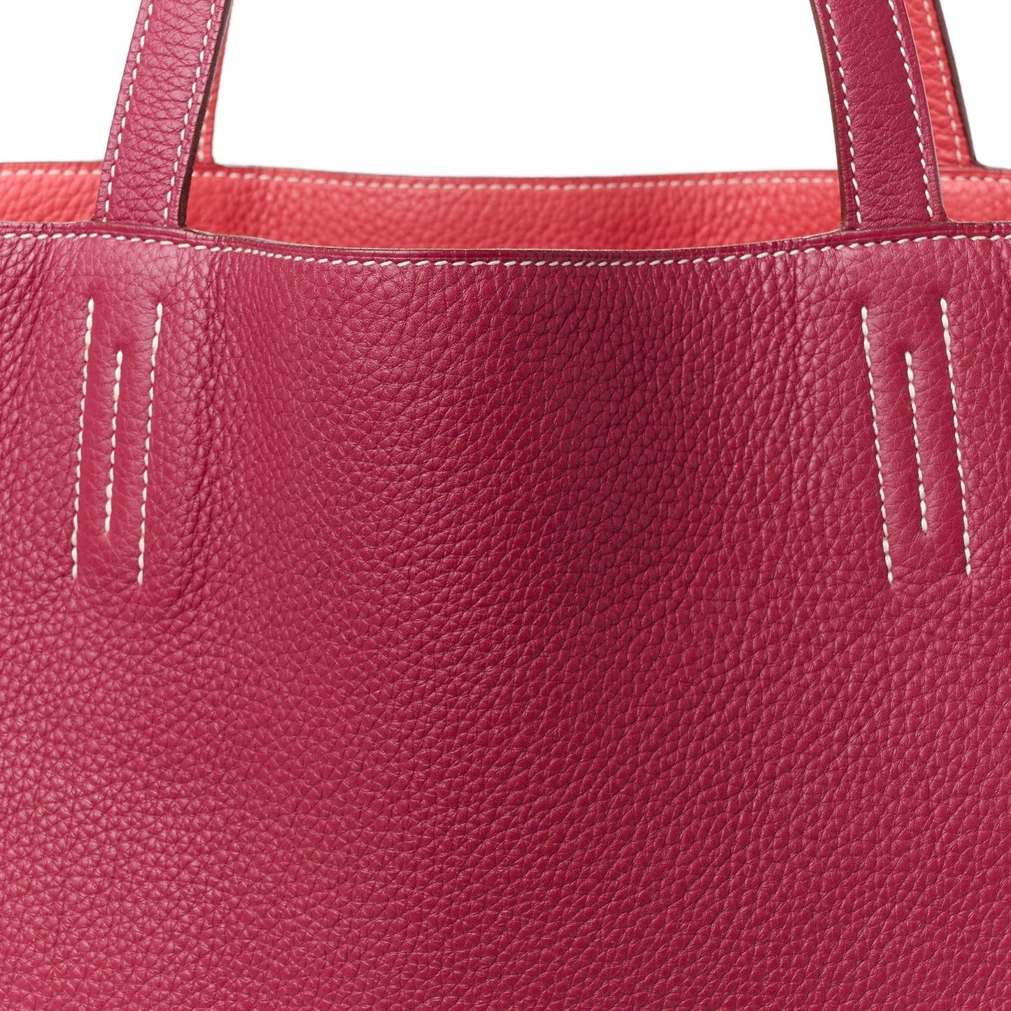 Taurillon Clemence Double Sens 36 Reversible Tote Rubis Bougainvillea
