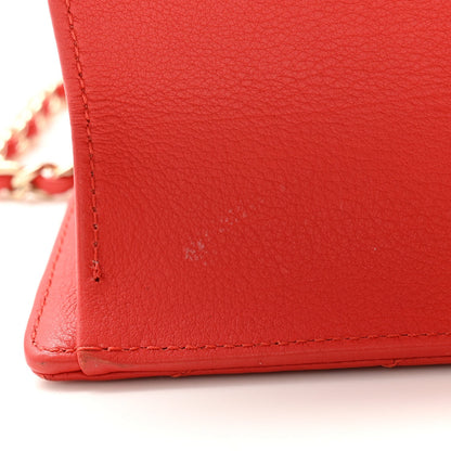 Calfskin Quilted Chevron Small Envelope Flap Red