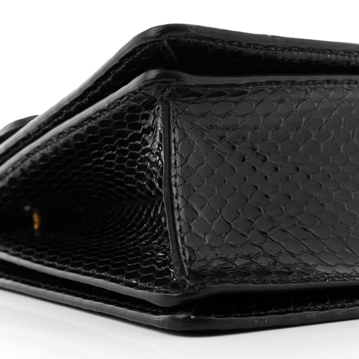 Snakeskin Sylvie Web Small Queen Margaret Top Handle Bag Black