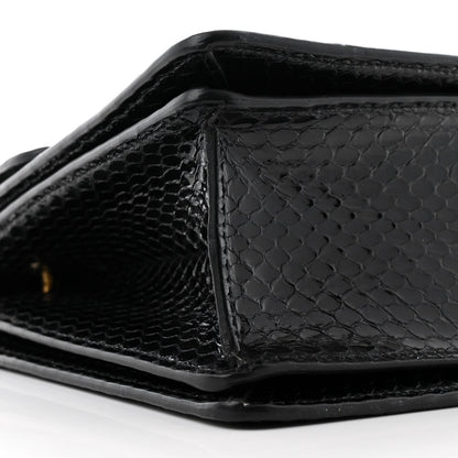 Snakeskin Sylvie Web Small Queen Margaret Top Handle Bag Black