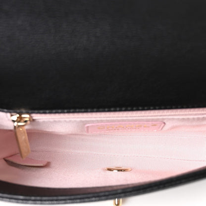 Caviar Quilted Studded Flap Waist Bag Black