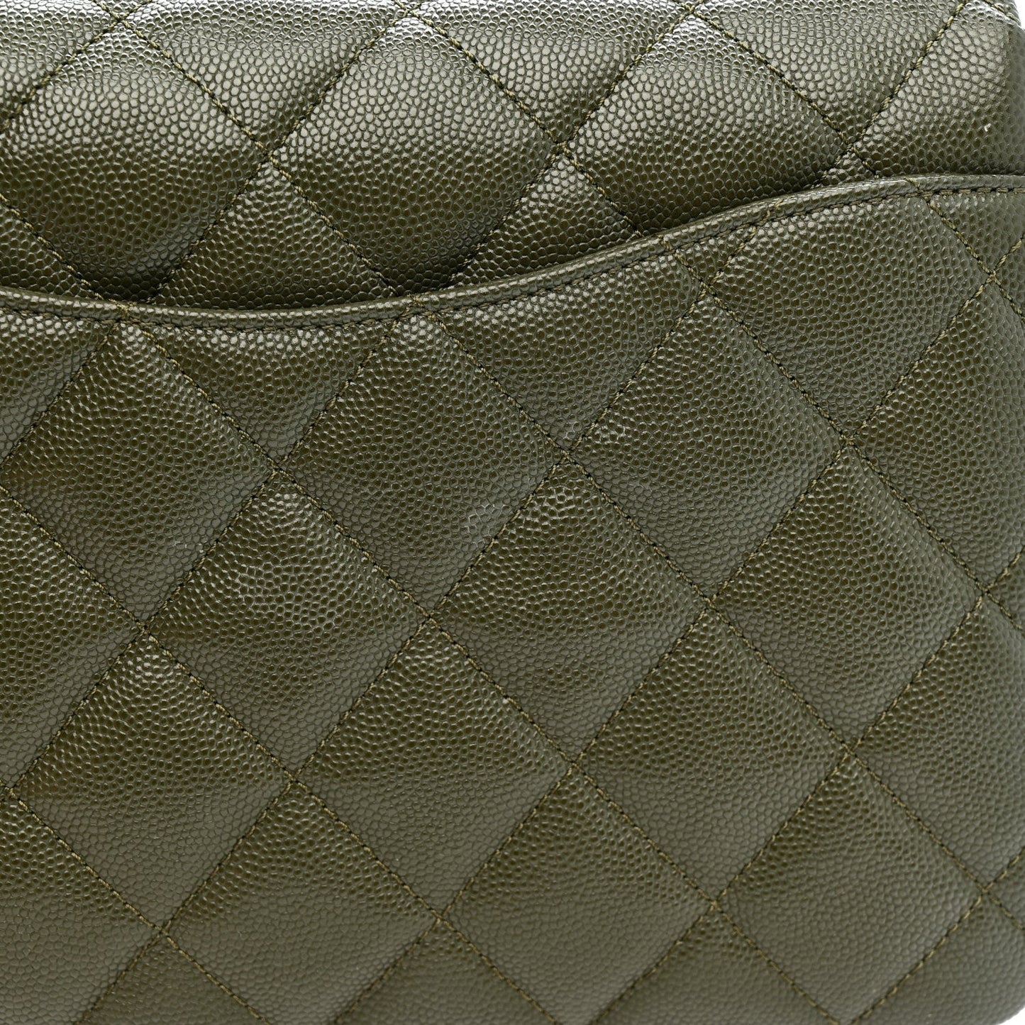 Caviar Quilted Mini Coco First Flap Khaki