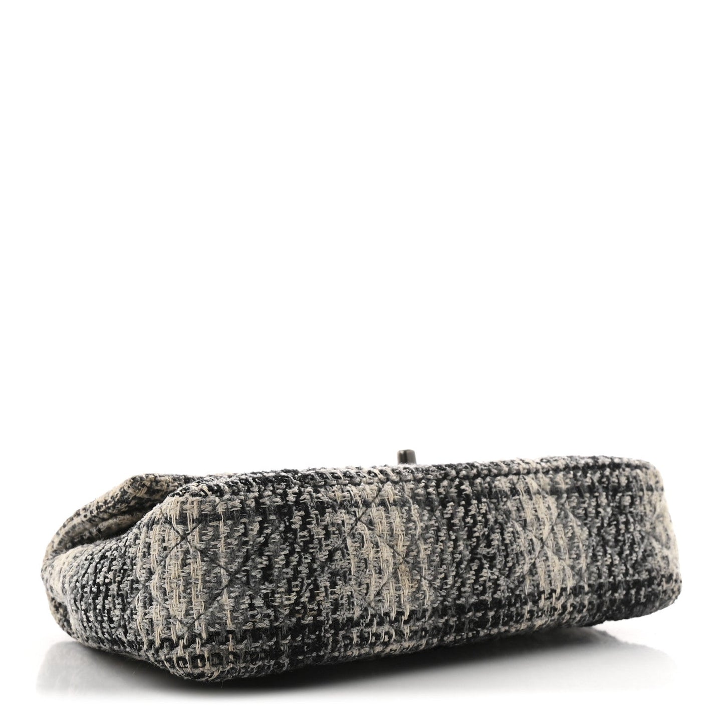 Tweed Quilted Medium Double Flap Beige White Black