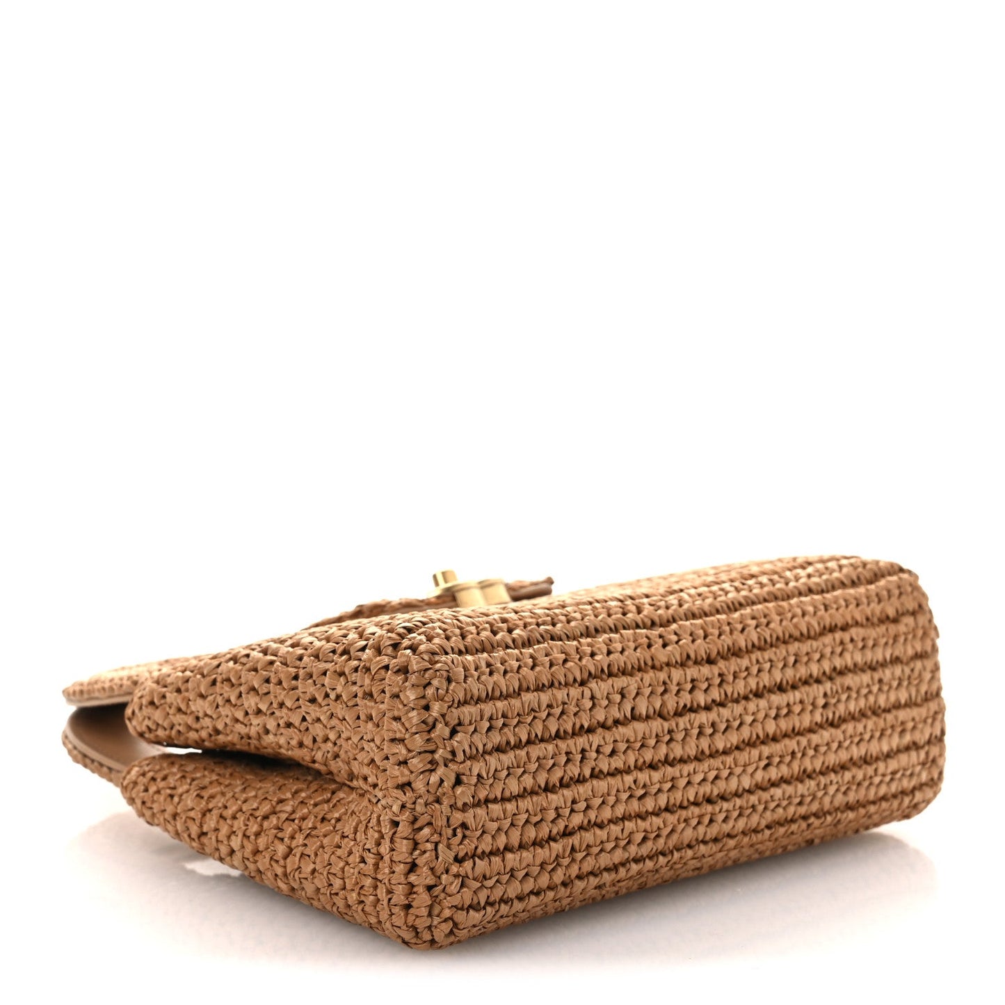 Braided Raffia Nano Kelly Flap Bag Dark Beige