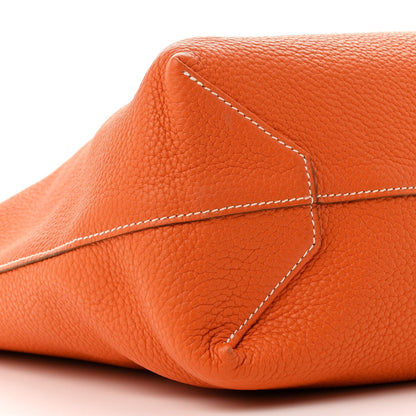 Taurillon Clemence Double Sens 36 Reversible Tote Moutarde Orange