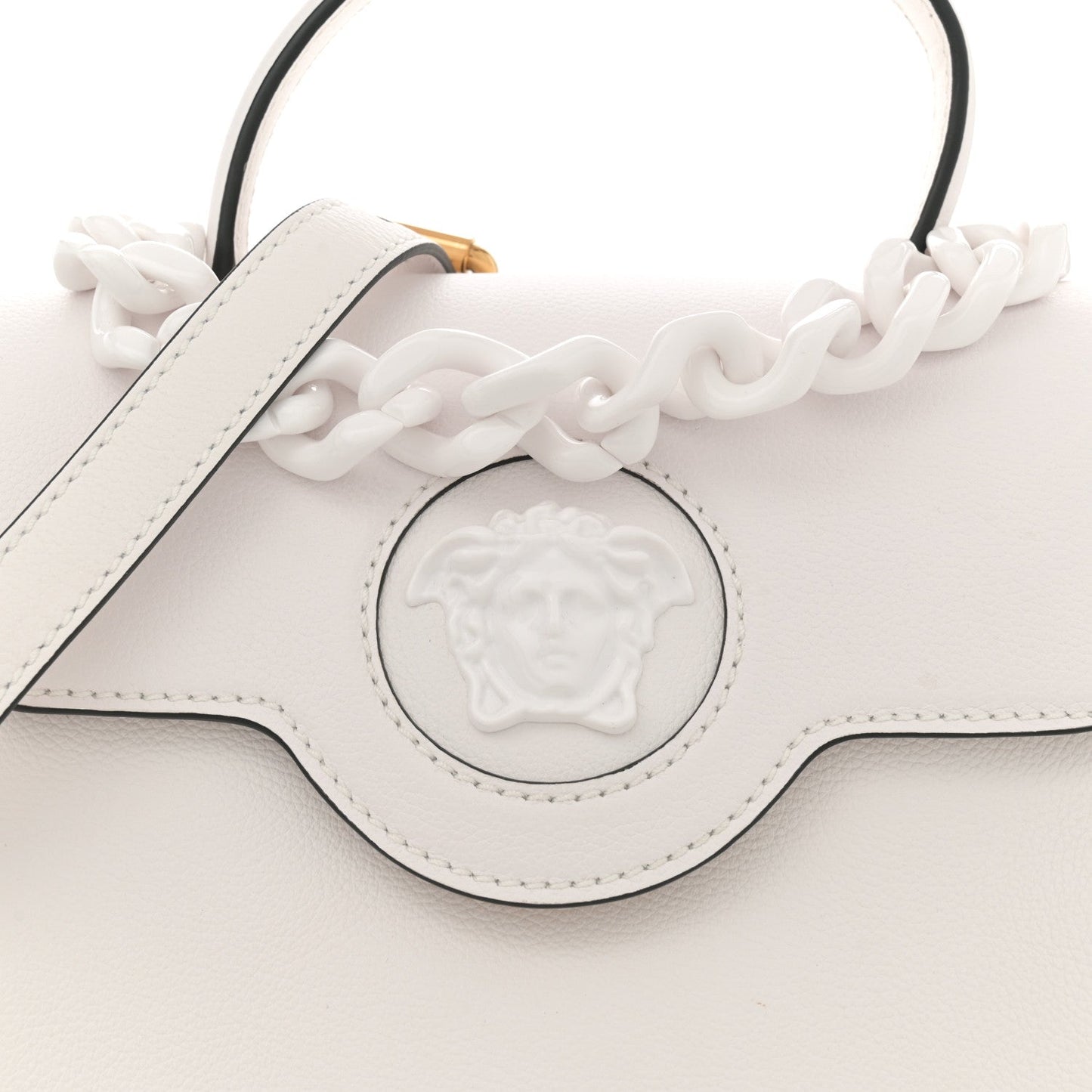 Calfskin Medium La Medusa Top Handle Handbag Optical White