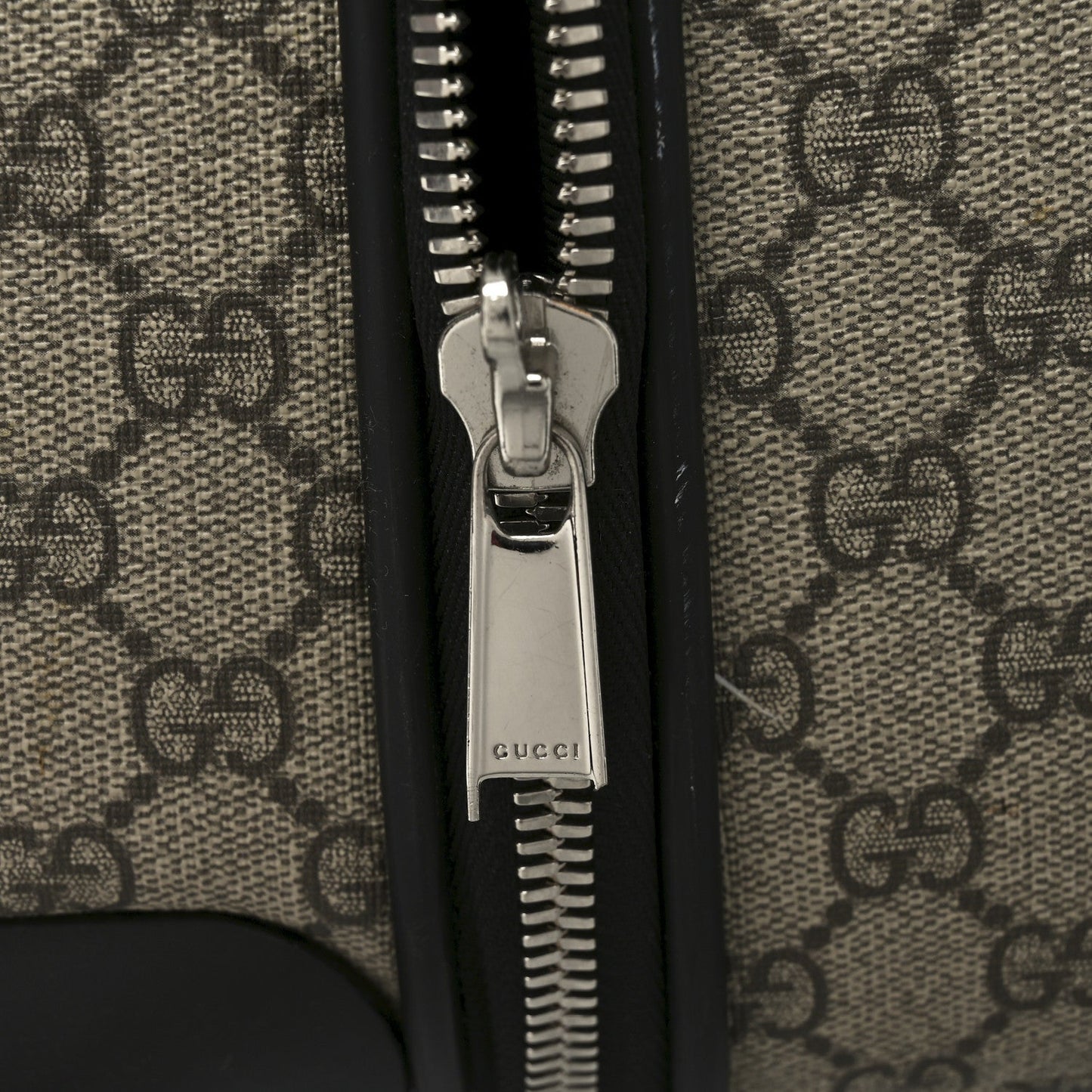 GG Supreme Monogram Four Wheel Suitcase Black