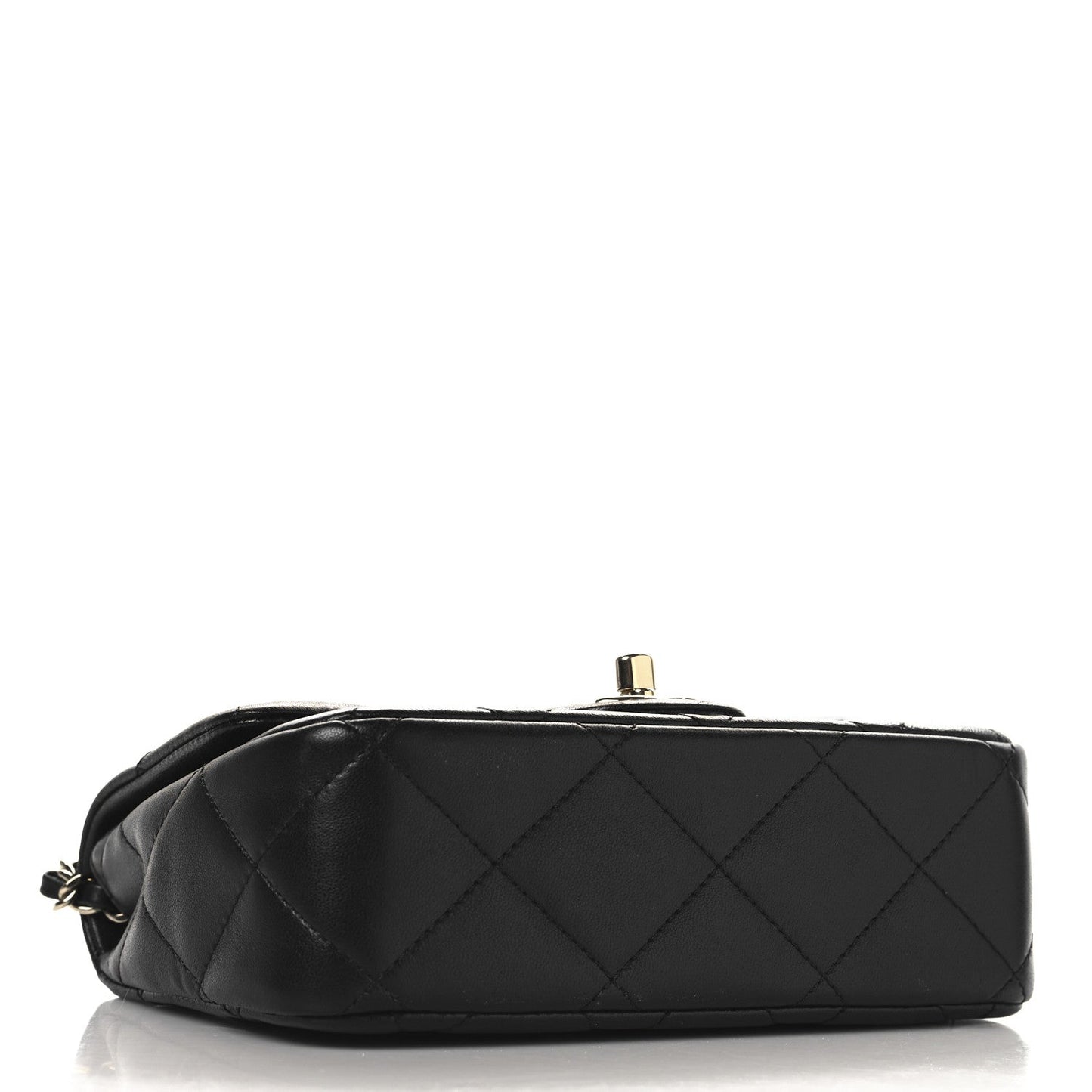 Lambskin Quilted Resin Pearl Chain Top Handle Flap Black